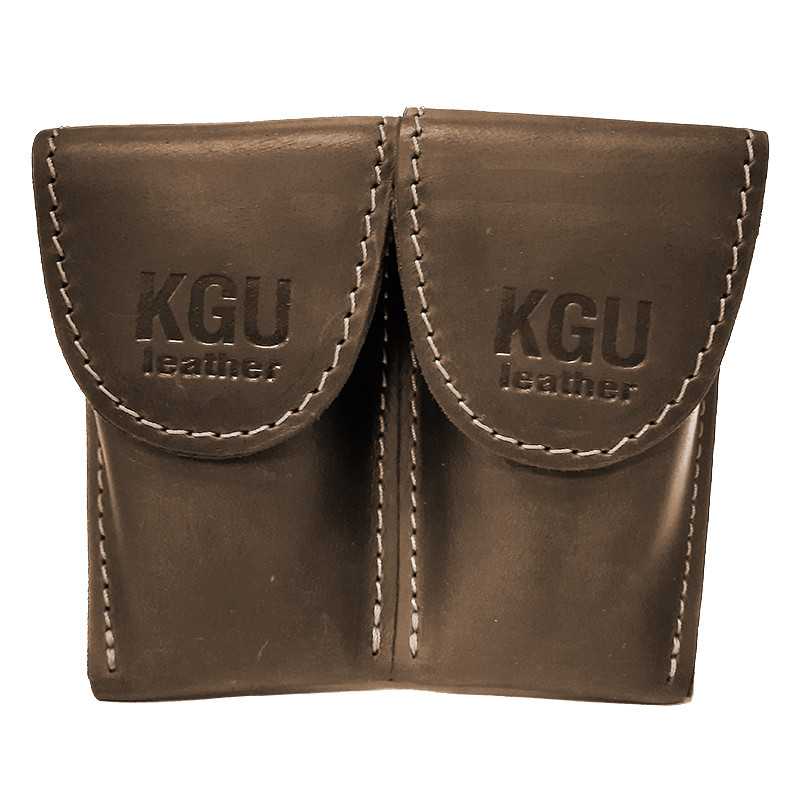 FUNDA 2 BOQUILLAS TROMPA KGUBRASS PIEL MARRON